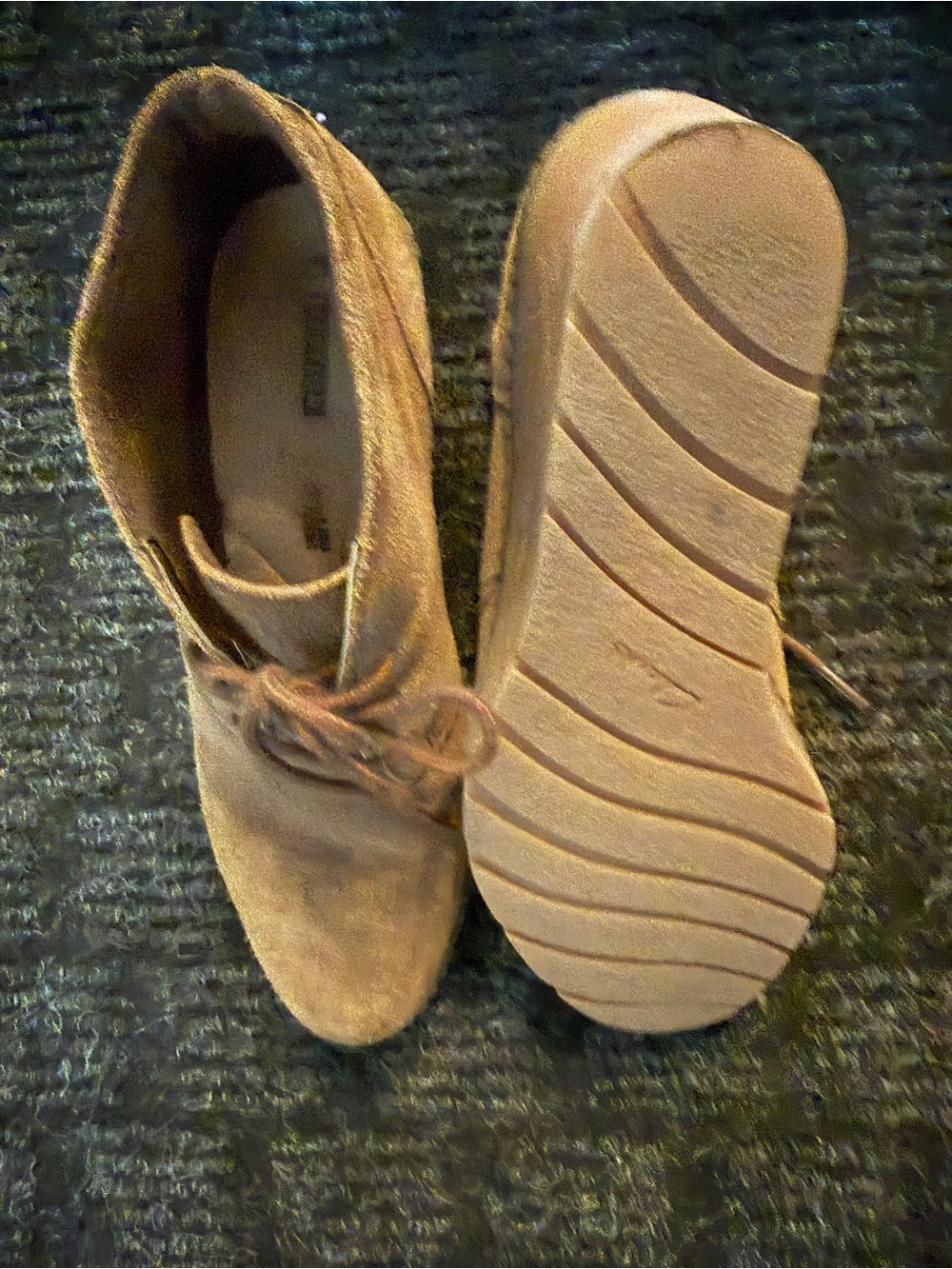 Clarks Tan Suede Wedge Lace-Up Ankle Booties - Picture 7 of 8